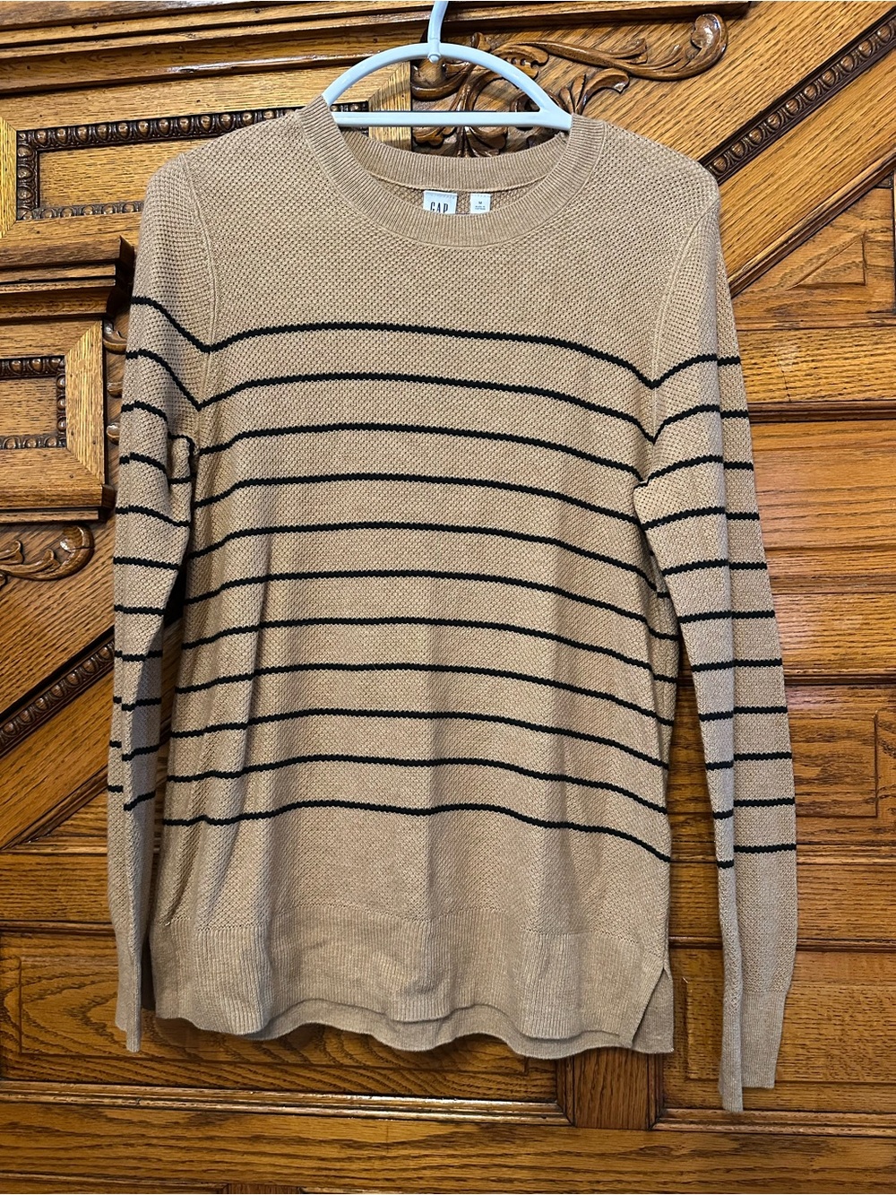 GAP Tan & Black Striped Textured Knit Sweater Women’s Medium